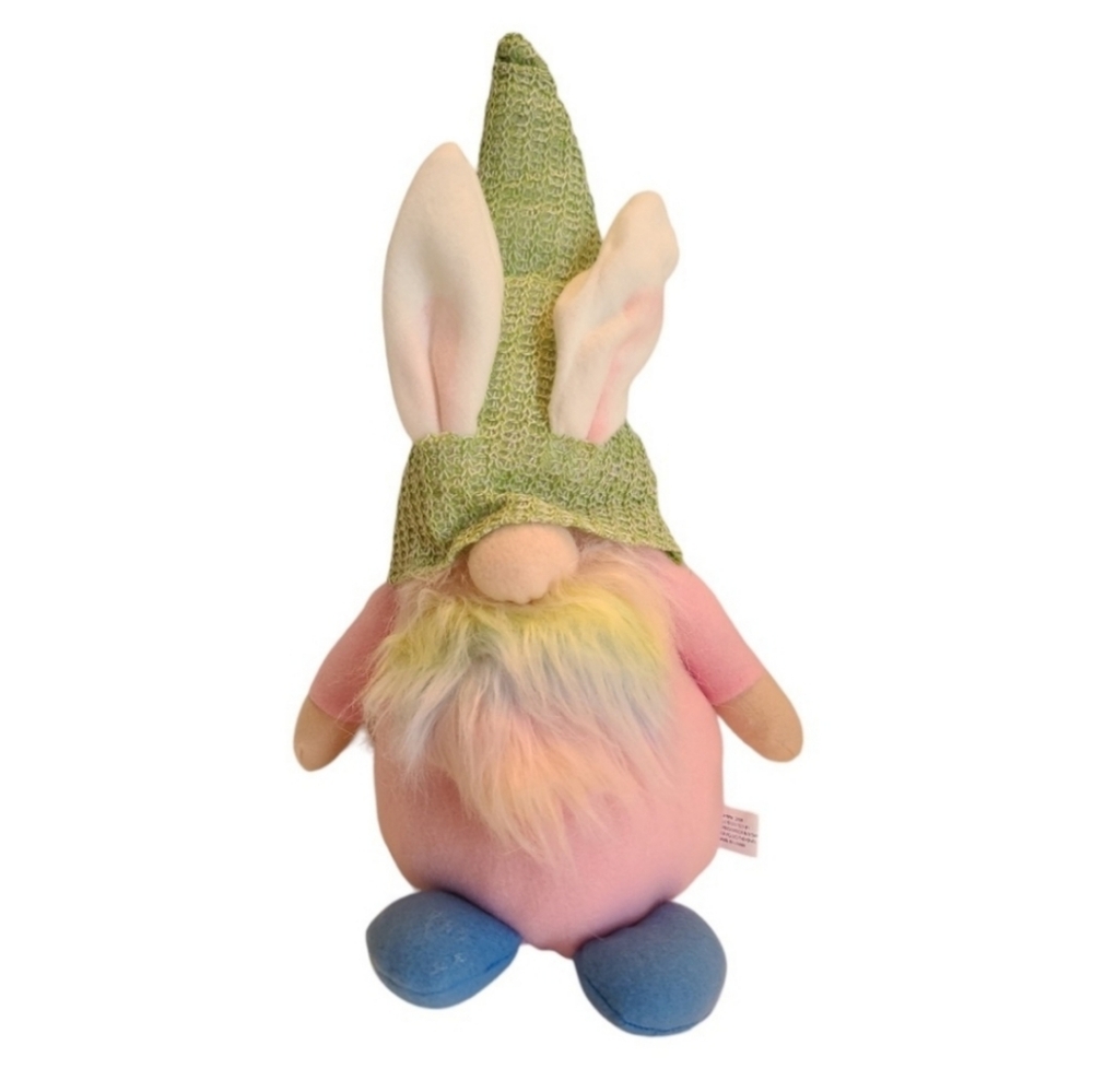 Easter Gnome Plush with Green Hat and Pink Outfit 16in